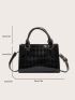 Mini Square Bag Double Handle Argyle Embossed