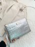 Metallic Stitch Detail Metal Decor Square Bag