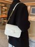 Minimalist White Crocodile Embossed Square Bag for Women