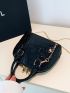 Mini Crocodile Embossed Black Elegant Dome Bag for Women