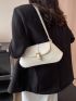 Minimalist White Baguette Bag Buckle Decor