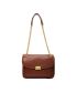 Metal Decor Flap Brown Elegant Square Bag for Women