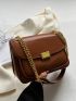 Metal Decor Flap Brown Elegant Square Bag for Women