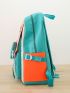 4pcs Colorblock Drawstring Detail Functional Backpack Set for School