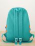 4pcs Colorblock Drawstring Detail Functional Backpack Set for School