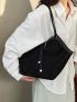 Rhinestone Decor Shoulder Tote Bag With Coin Purse for Women