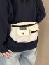 Letter Patch Decor Unisex Waist Bag Pocket Front