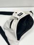 Letter Patch Decor Unisex Waist Bag Pocket Front