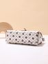 Geometric & Letter Pattern Flap Square Bag Buckle Decor for Women