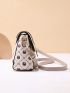 Geometric & Letter Pattern Flap Square Bag Buckle Decor for Women