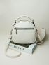 White Quilted Top Handle Satchel Bag for Women