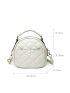White Quilted Top Handle Satchel Bag for Women