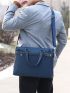 Large Capacity Classic Briefcase Blue Adjustable Strap For Business