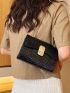 Mini Square Bag Crocodile Embossed Twist Lock PU