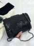 Mini Square Bag Crocodile Embossed Chain Metal Decor Chain Strap For Daily