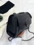 Mini Square Bag Crocodile Embossed Chain Metal Decor Chain Strap For Daily