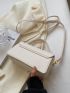 Small Square Bag Beige Metal Decor Top Handle For Daily