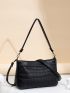 Crocodile Embossed Square Bag Black Elegant For Work