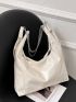 Large Hobo Bag Stitch Detail Metal Decor Chain Strap For Work