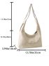 Large Hobo Bag Stitch Detail Metal Decor Chain Strap For Work