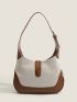 Small Hobo Bag Colorblock Adjustable Strap For Work