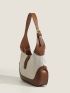 Small Hobo Bag Colorblock Adjustable Strap For Work