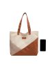 Large Shoulder Tote Bag Colorblock Letter Patch Double Handle For Daily