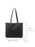 Medium Shoulder Tote Bag Black Minimalist Double Handle For College