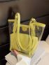 Mini Contrast Binding Bucket Bag Waterproof PVC With Inner Pouch For Beach, Clear Bag