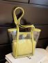 Mini Contrast Binding Bucket Bag Waterproof PVC With Inner Pouch For Beach, Clear Bag