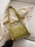 Mini Contrast Binding Bucket Bag Waterproof PVC With Inner Pouch For Beach, Clear Bag