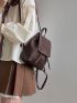 Medium Flap Backpack Brown Minimalist Adjustable Strap For Daily