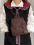 Medium Flap Backpack Brown Minimalist Adjustable Strap For Daily