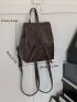 Medium Flap Backpack Brown Minimalist Adjustable Strap For Daily