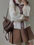 Medium Flap Backpack Brown Minimalist Adjustable Strap For Daily