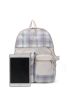 Plaid Pattern Classic Backpack Colorblock Fashionable Release Buckle Decor For School