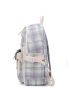 Plaid Pattern Classic Backpack Colorblock Fashionable Release Buckle Decor For School