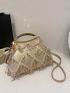 Satin Evening Bag Glamorous Sequins Decor Adjustable-strap Double Handle Kiss Lock For Evening