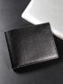 Litchi Embossed Small Wallet Black Bi-Fold Credit Card Holder For Daily