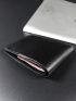 Litchi Embossed Small Wallet Black Bi-Fold Credit Card Holder For Daily