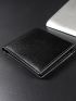 Litchi Embossed Small Wallet Black Bi-Fold Credit Card Holder For Daily