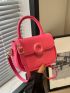 Mini Square Bag Neon Pink Flap PU Funky For Daily Life