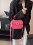 Mini Square Bag Neon Pink Flap PU Funky For Daily Life