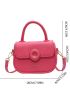 Mini Square Bag Neon Pink Flap PU Funky For Daily Life