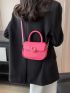 Mini Square Bag Neon Pink Flap PU Funky For Daily Life