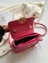 Mini Square Bag Neon Pink Flap PU Funky For Daily Life