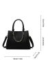 Litchi Embossed Top Handle Bag Chain Decor PU For Daily Life