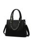 Litchi Embossed Top Handle Bag Chain Decor PU For Daily Life