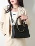 Litchi Embossed Top Handle Bag Chain Decor PU For Daily Life