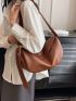 Minimalist Hobo Bag PU Brown For Daily Life